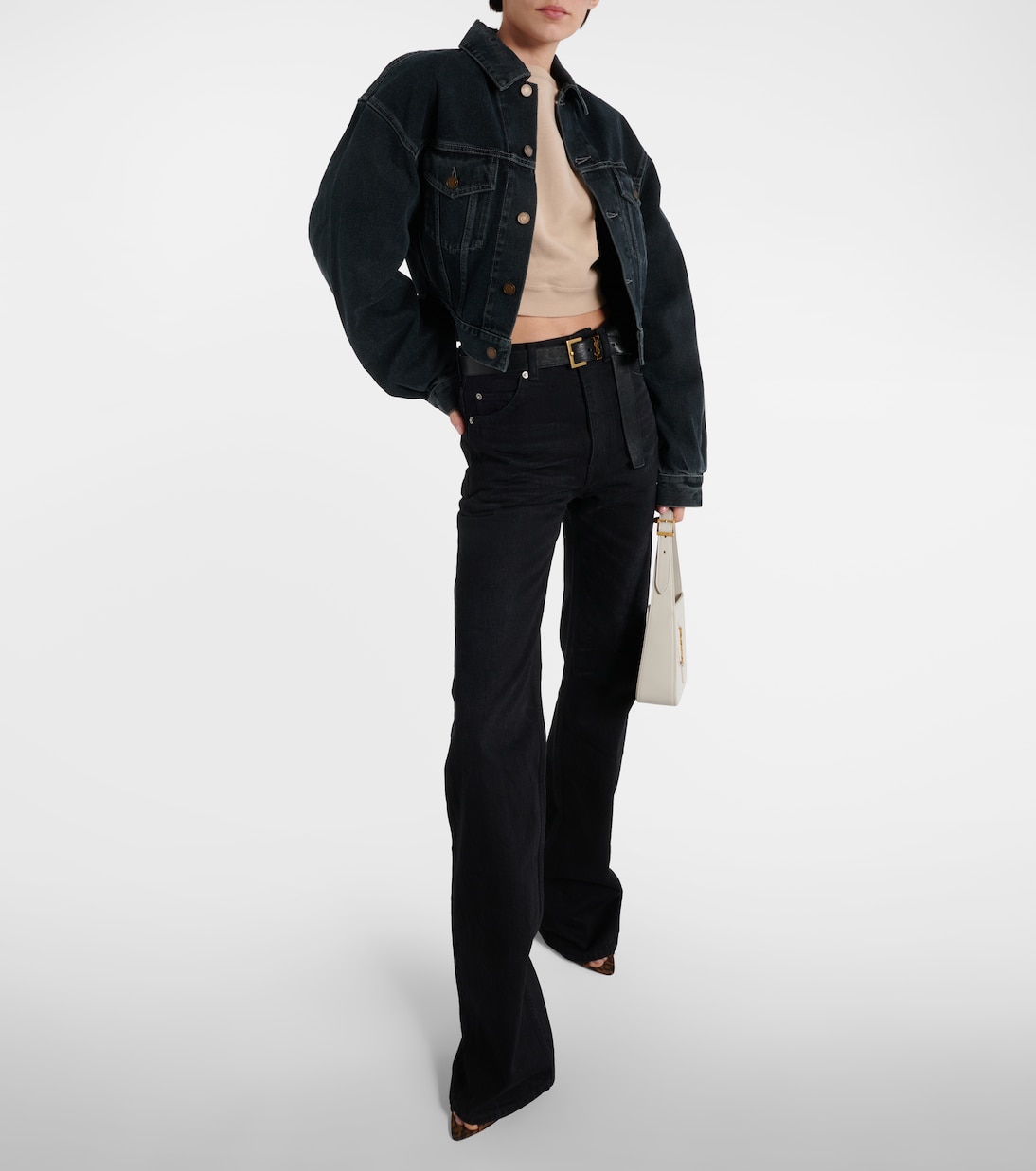 Sudadera Saint Laurent corta en algodón fleece para jóvenes