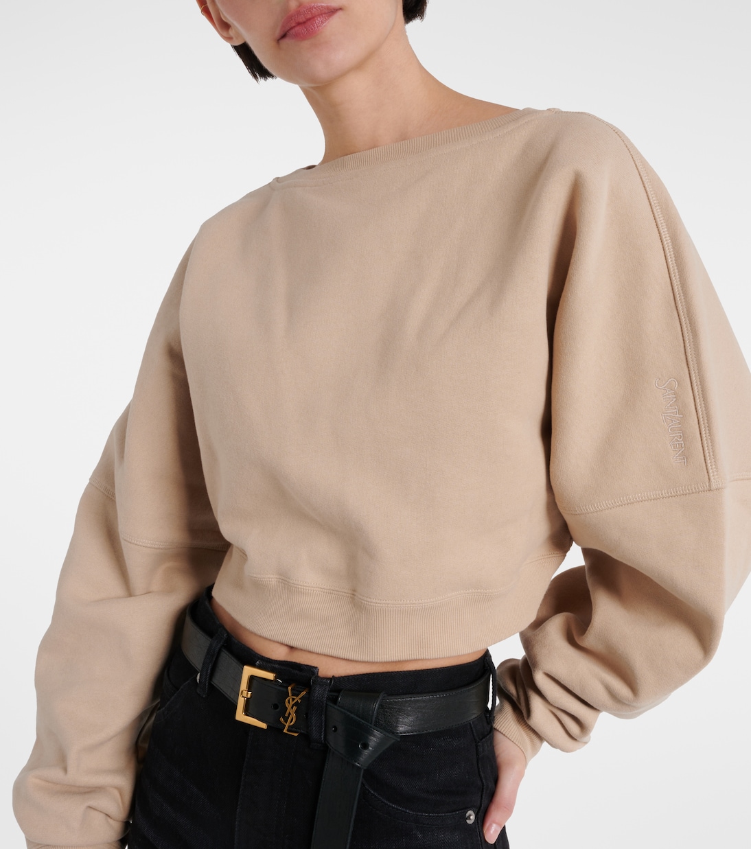 Sudadera Saint Laurent corta en algodón fleece para jóvenes
