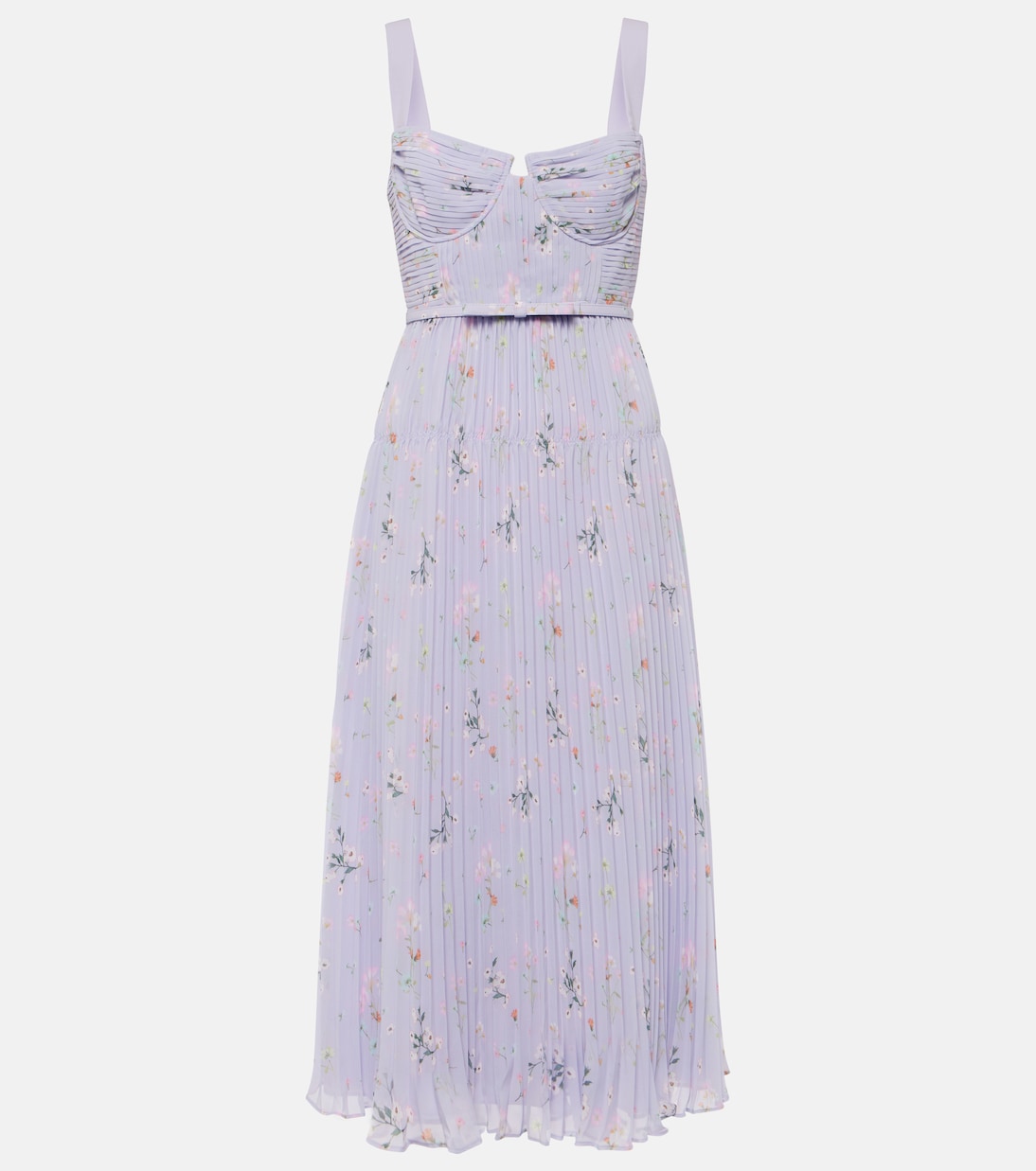 Abito midi bustier in chiffon con stampa | Self-Portrait