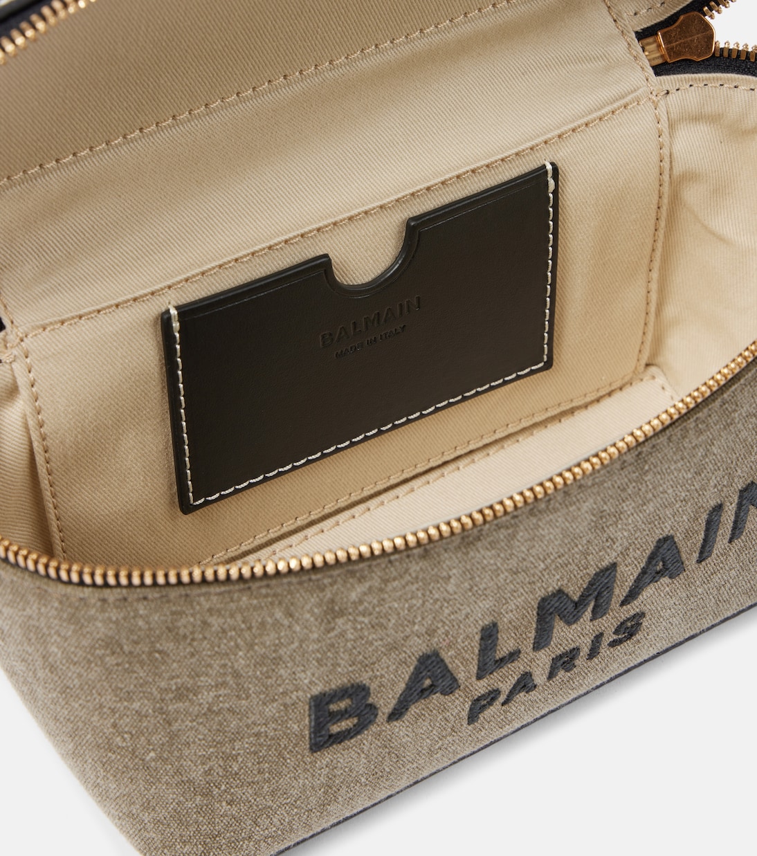 B-Army leather-trimmed canvas shoulder bag | Balmain