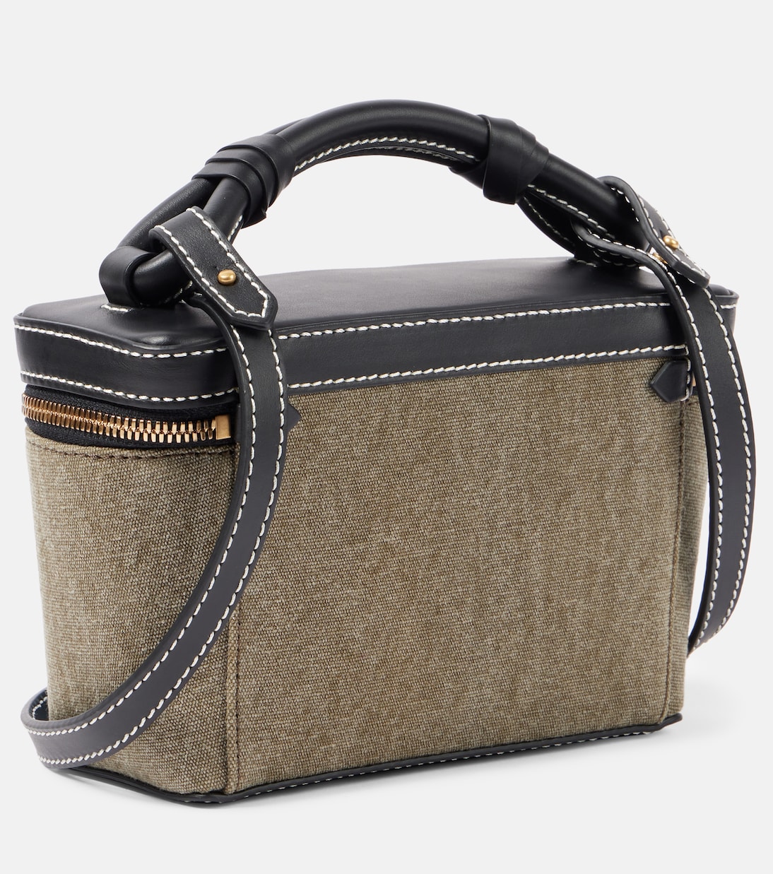 B-Army leather-trimmed canvas shoulder bag | Balmain