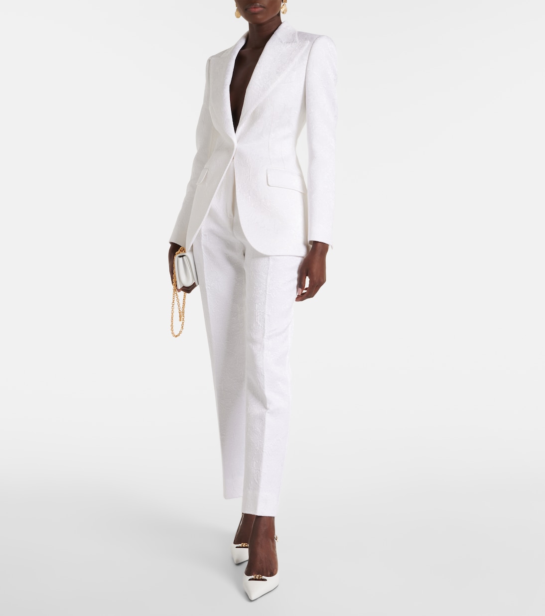 Pantalon slim en brocart de coton mélangé | Dolce&Gabbana