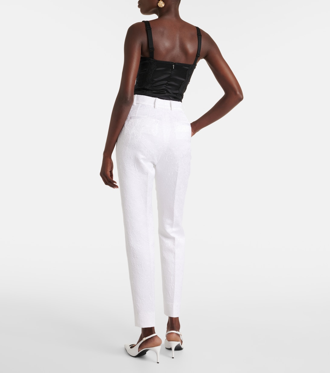 Pantalon slim en brocart de coton mélangé | Dolce&Gabbana