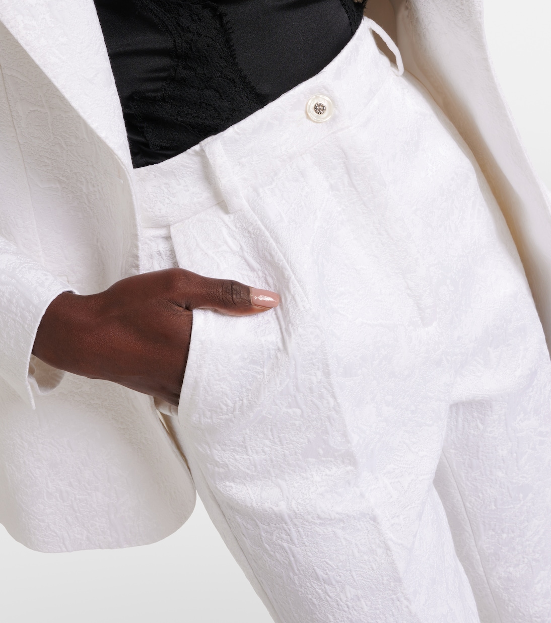 Pantalon slim en brocart de coton mélangé | Dolce&Gabbana