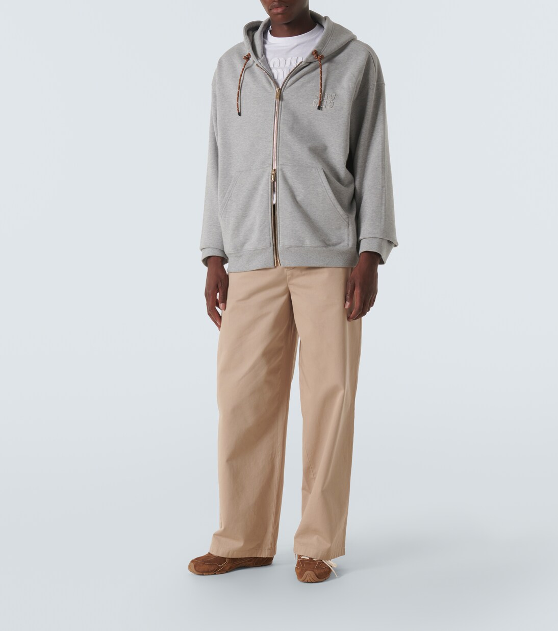 Logo melange cotton hoodie | Miu Miu