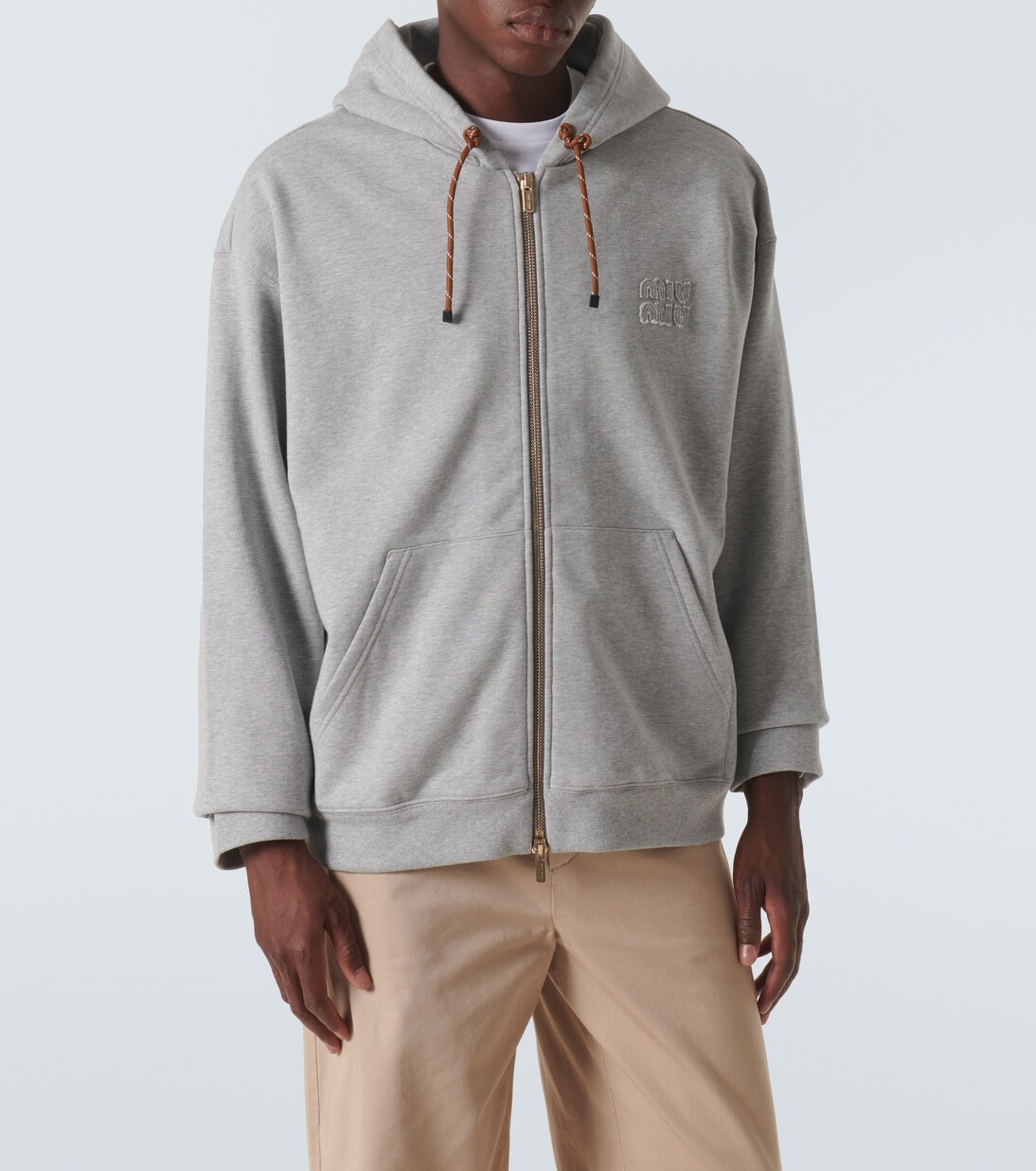 Logo melange cotton hoodie | Miu Miu