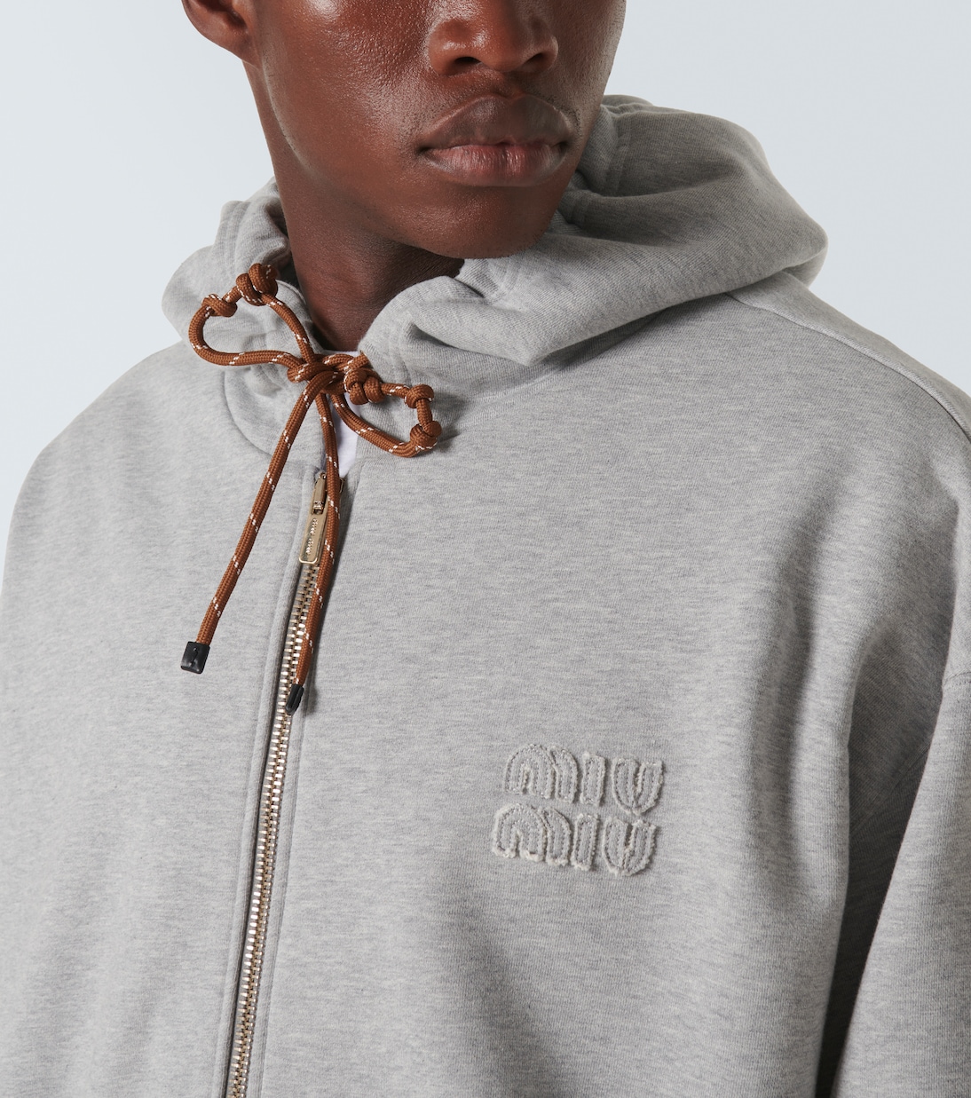 Logo melange cotton hoodie | Miu Miu