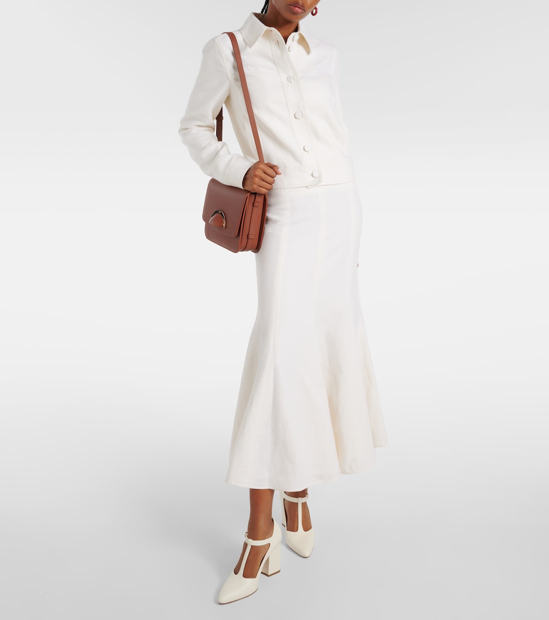 Jupe midi Amy en lin, laine et soie | Gabriela Hearst