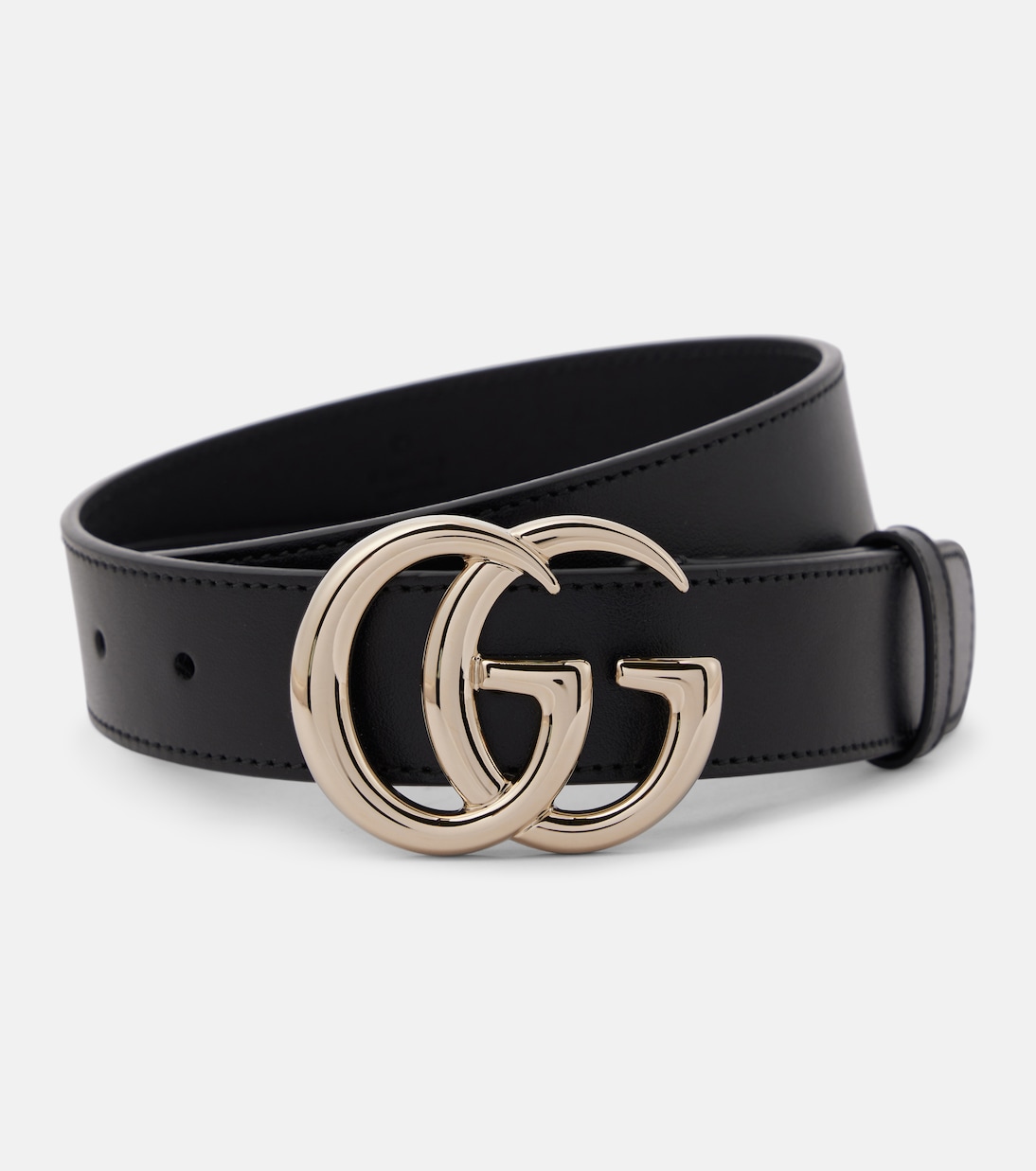 GG Marmont leather belt in black Gucci Mytheresa