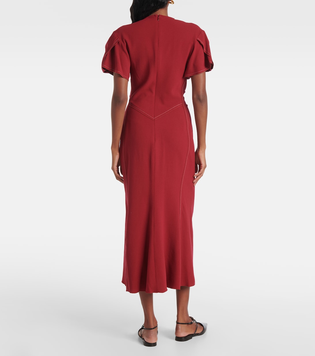 Gathered wool-blend midi dress | Victoria Beckham