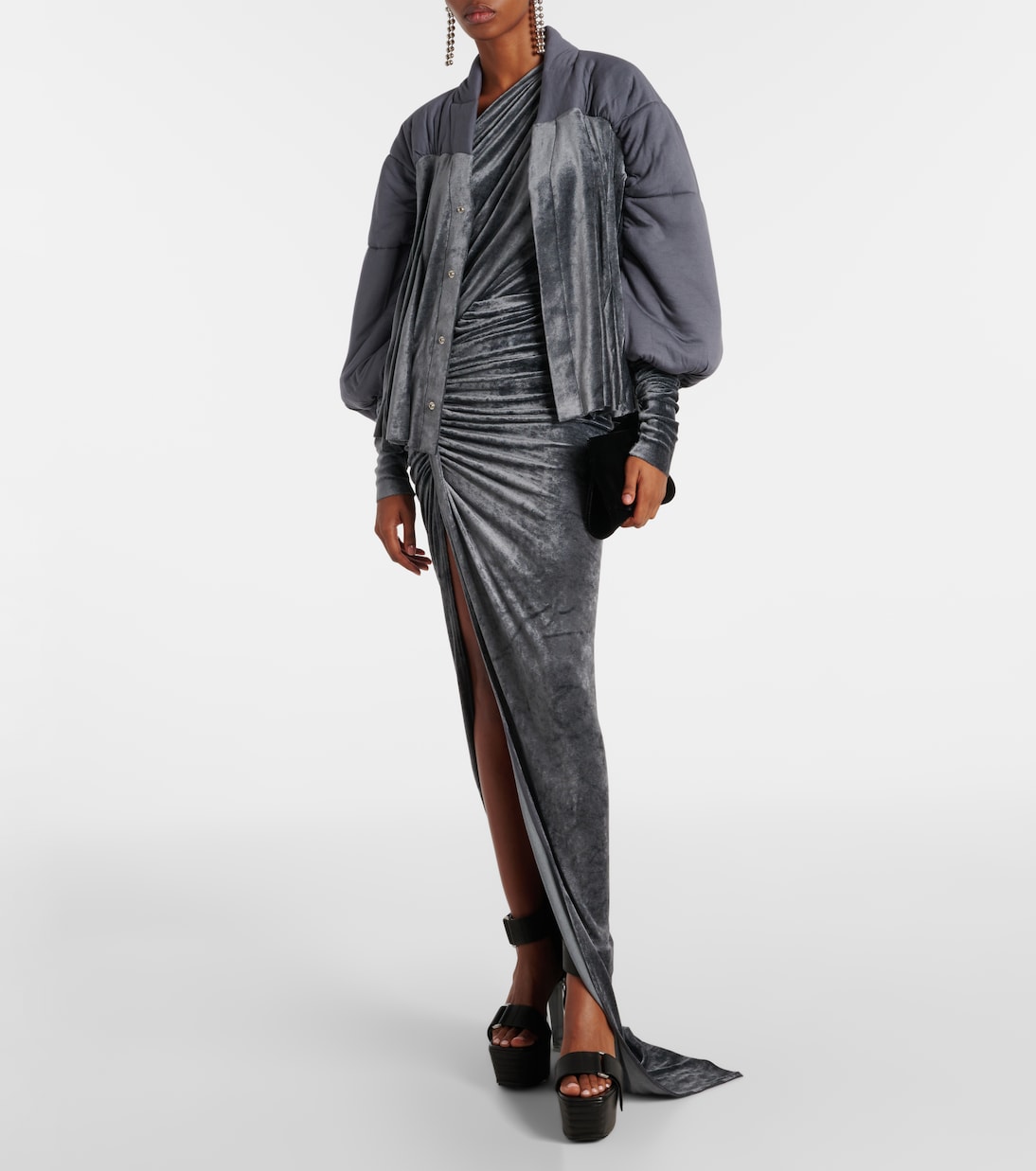 Jacke Duvetessa aus Jersey und Samt | Rick Owens