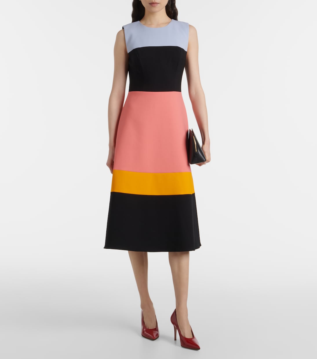 Colorblocked wool-blend midi dress | Carolina Herrera