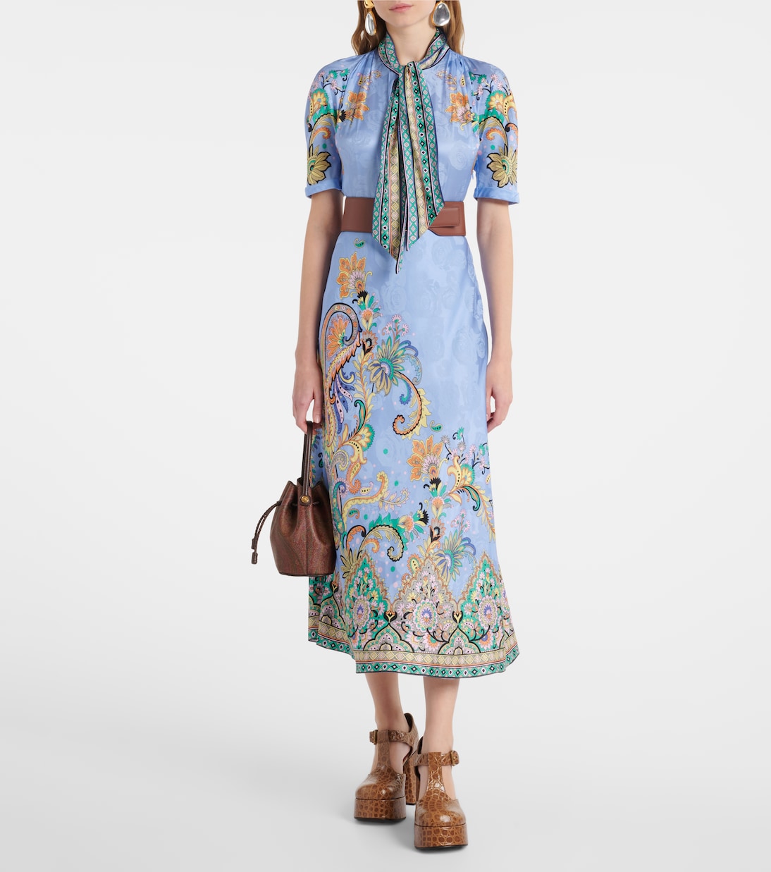 Vestido midi de satén con paisley | Etro