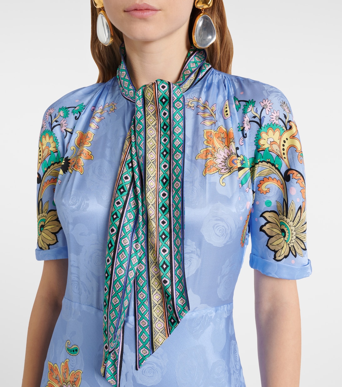 Vestido midi de satén con paisley | Etro