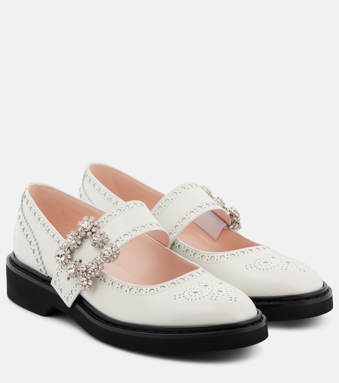 Scarpe baste Viv' Rangers con motivo floreale in pelle, stile Mary Jane, firmate Roger Vivier.