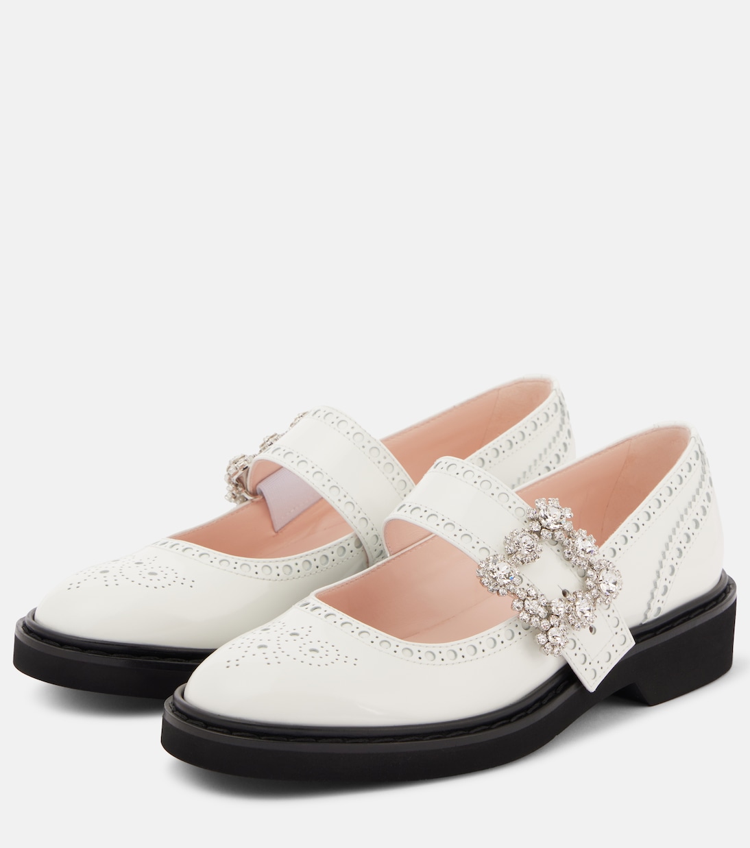 Scarpe baste Viv' Rangers con motivo floreale in pelle, stile Mary Jane, firmate Roger Vivier.