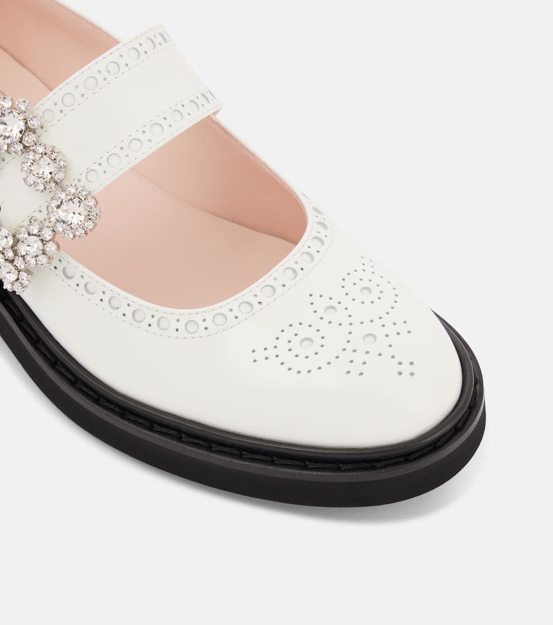 Scarpe baste Viv' Rangers con motivo floreale in pelle, stile Mary Jane, firmate Roger Vivier.