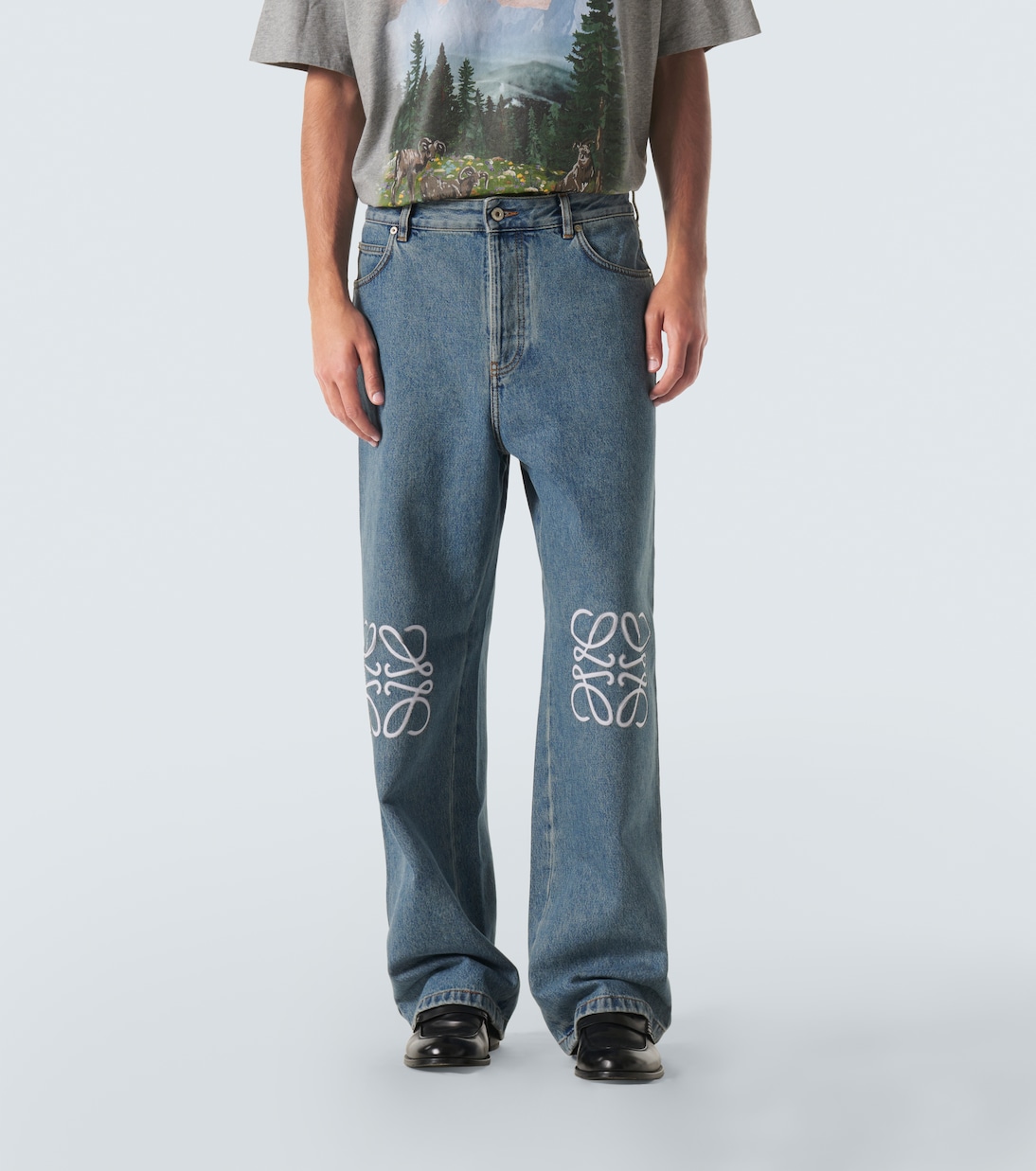 Jeans anchos con anagrama | Loewe
