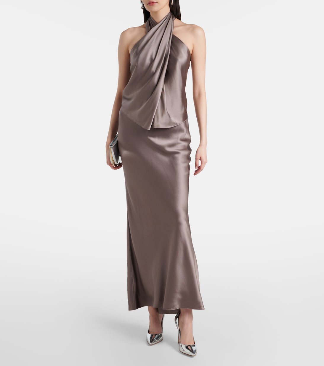 Draped halterneck silk charmeuse top | The Sei