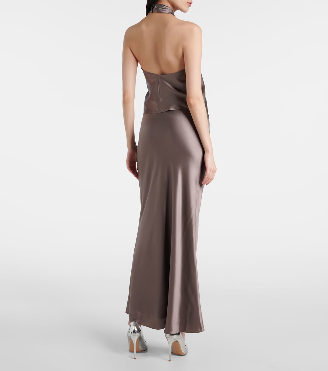Draped halterneck silk charmeuse top | The Sei