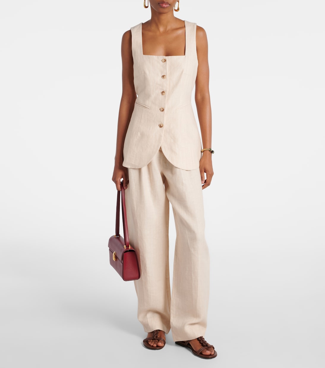 Pantaloni barrel gessati Lucille in lino | Posse