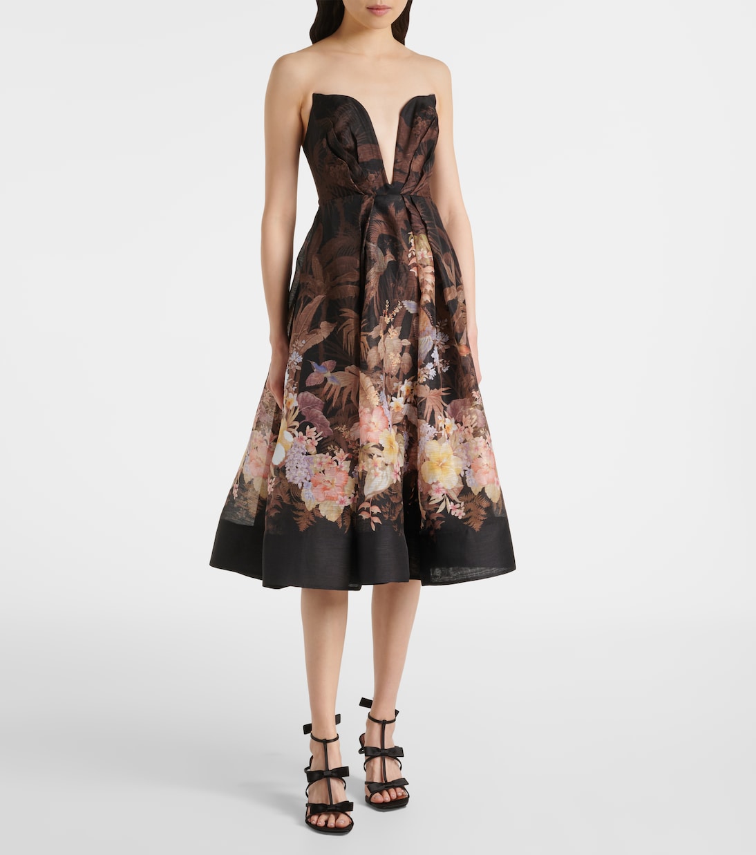Abito midi Illuminate Draped in lino e cotone | Zimmermann