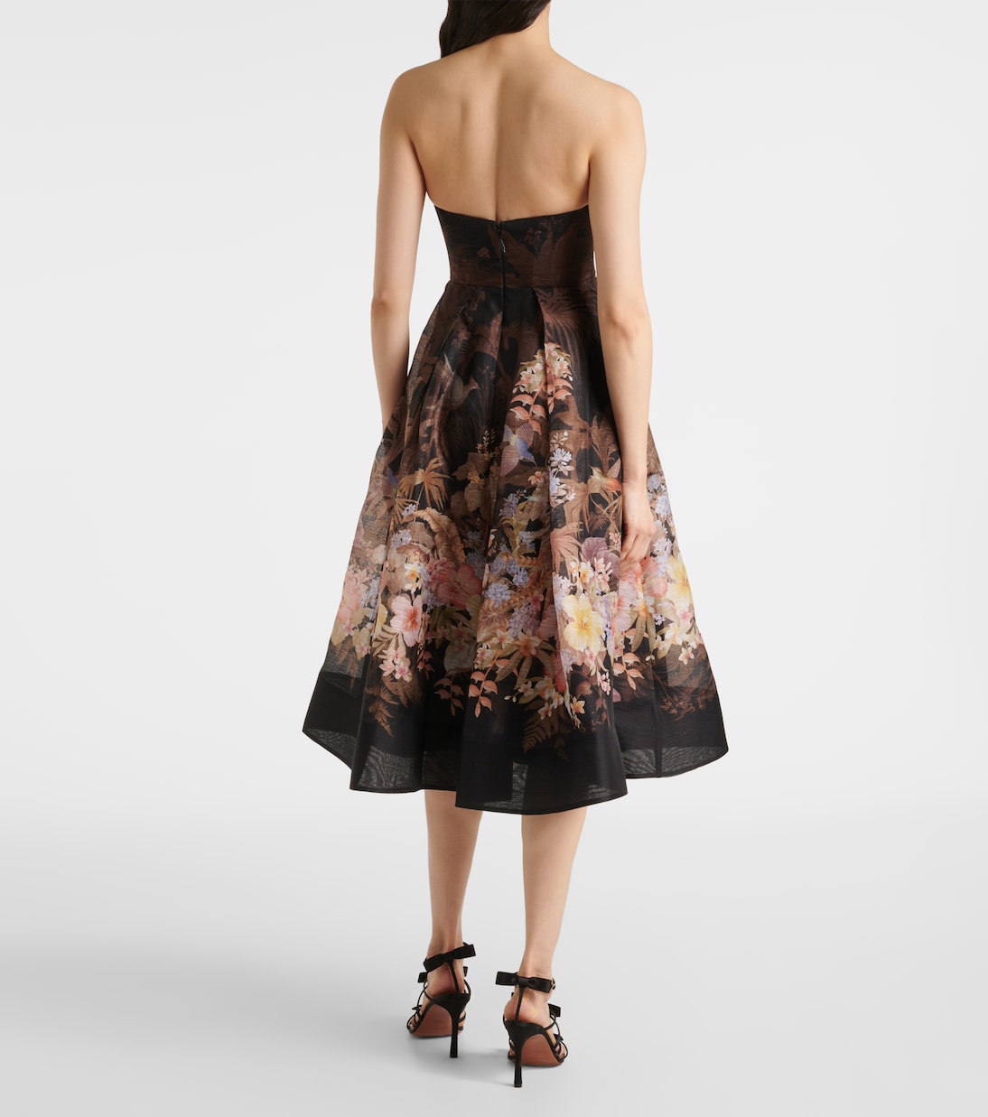 Abito midi Illuminate Draped in lino e cotone | Zimmermann