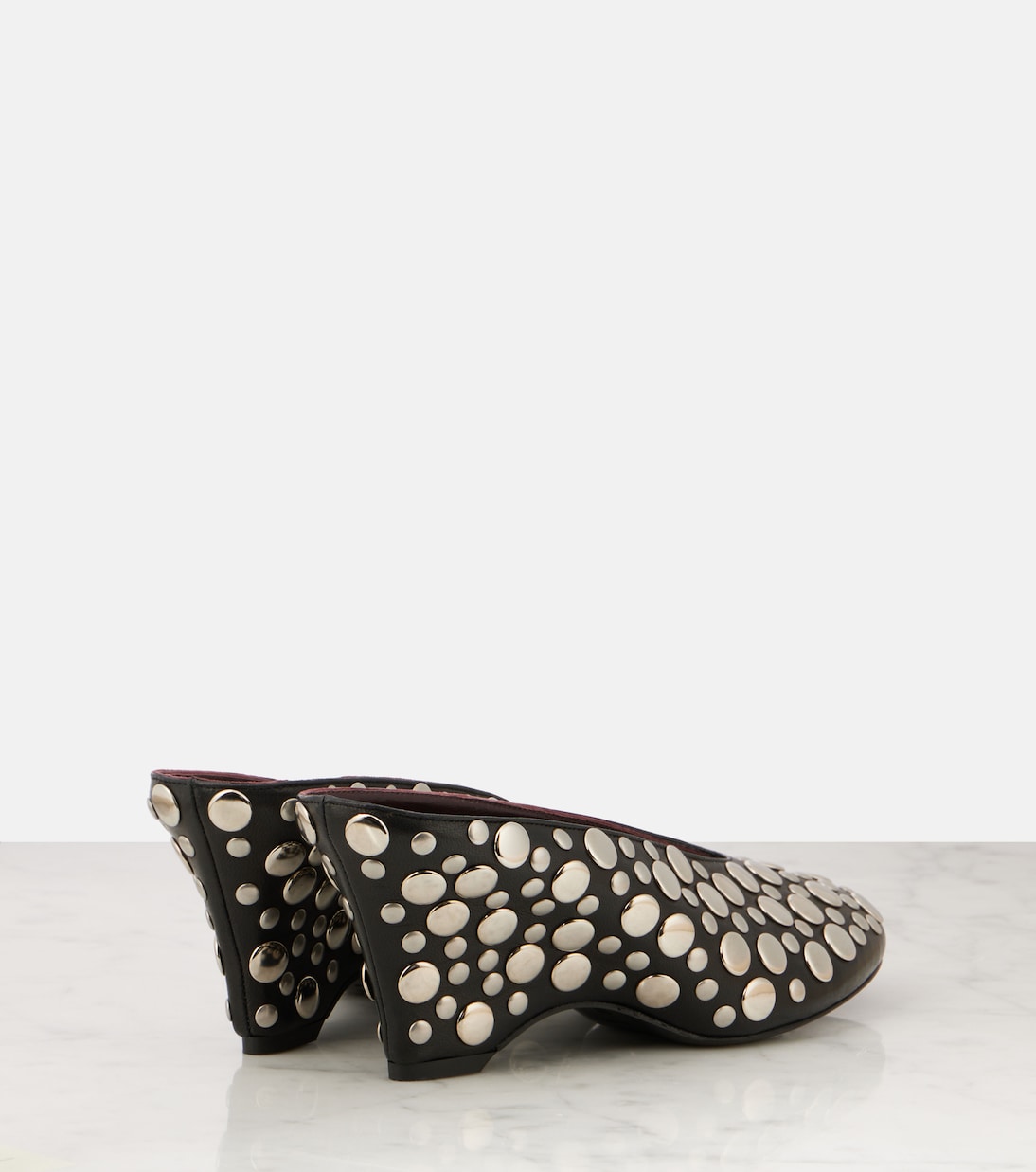 Cloak 75 studded leather wedge mules | Khaite