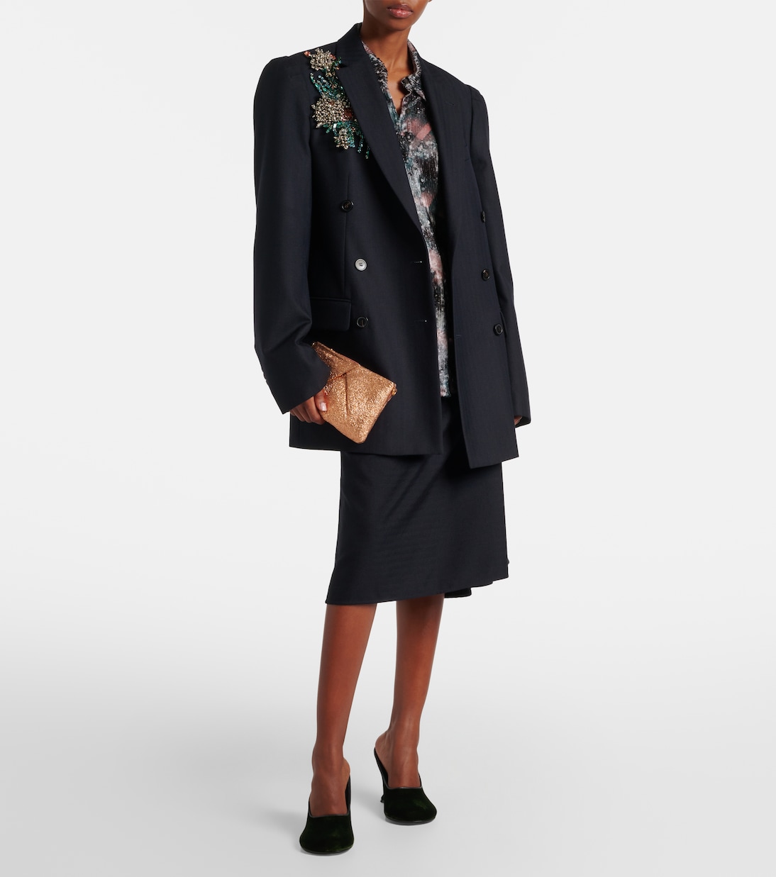 Clutch aus Metallic-Leder | Dries Van Noten