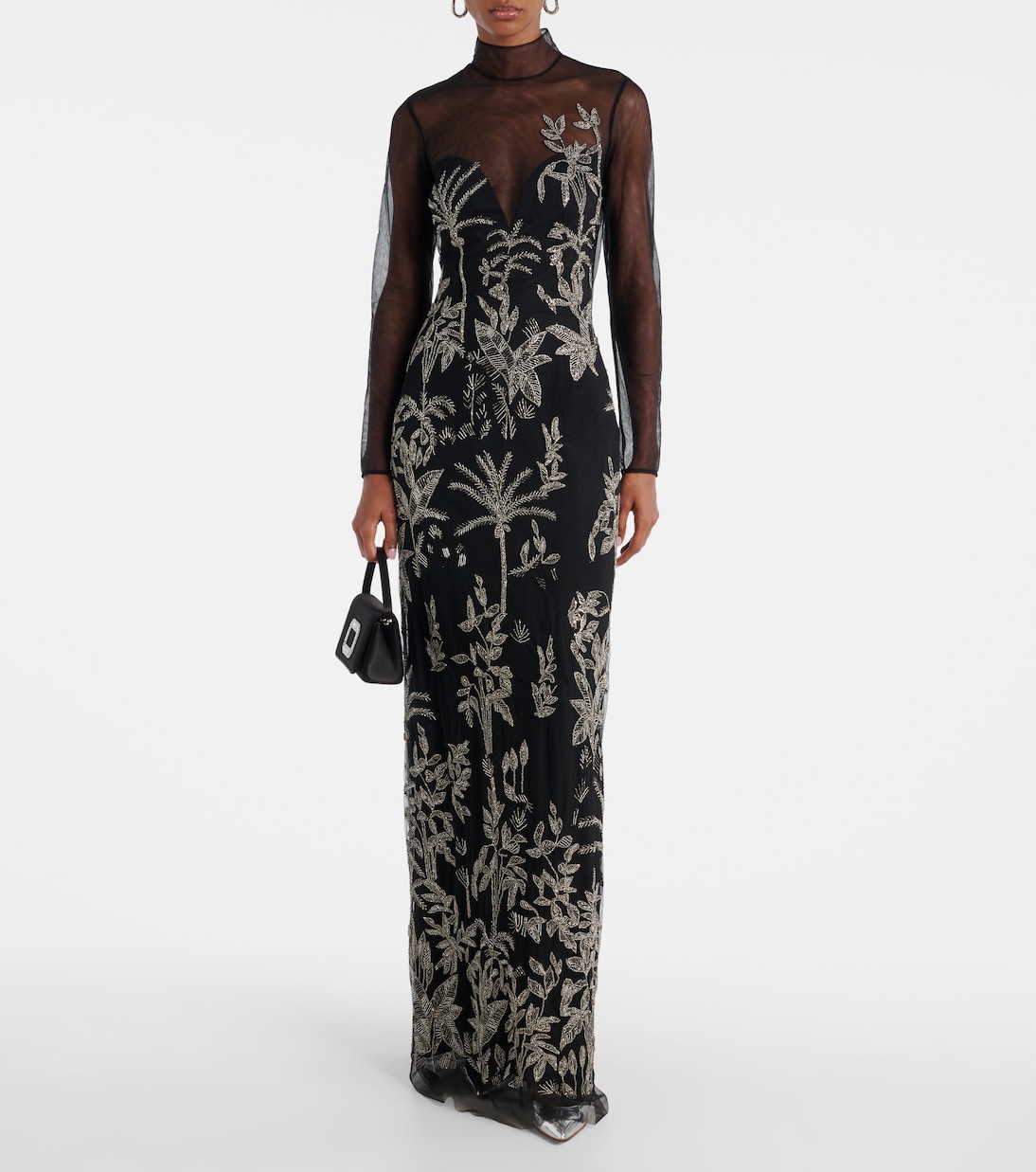 Marcella beaded open-back tulle gown | Costarellos
