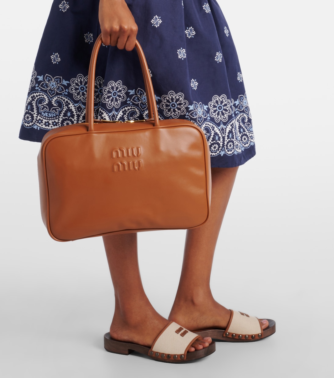 Beau leather tote bag | Miu Miu