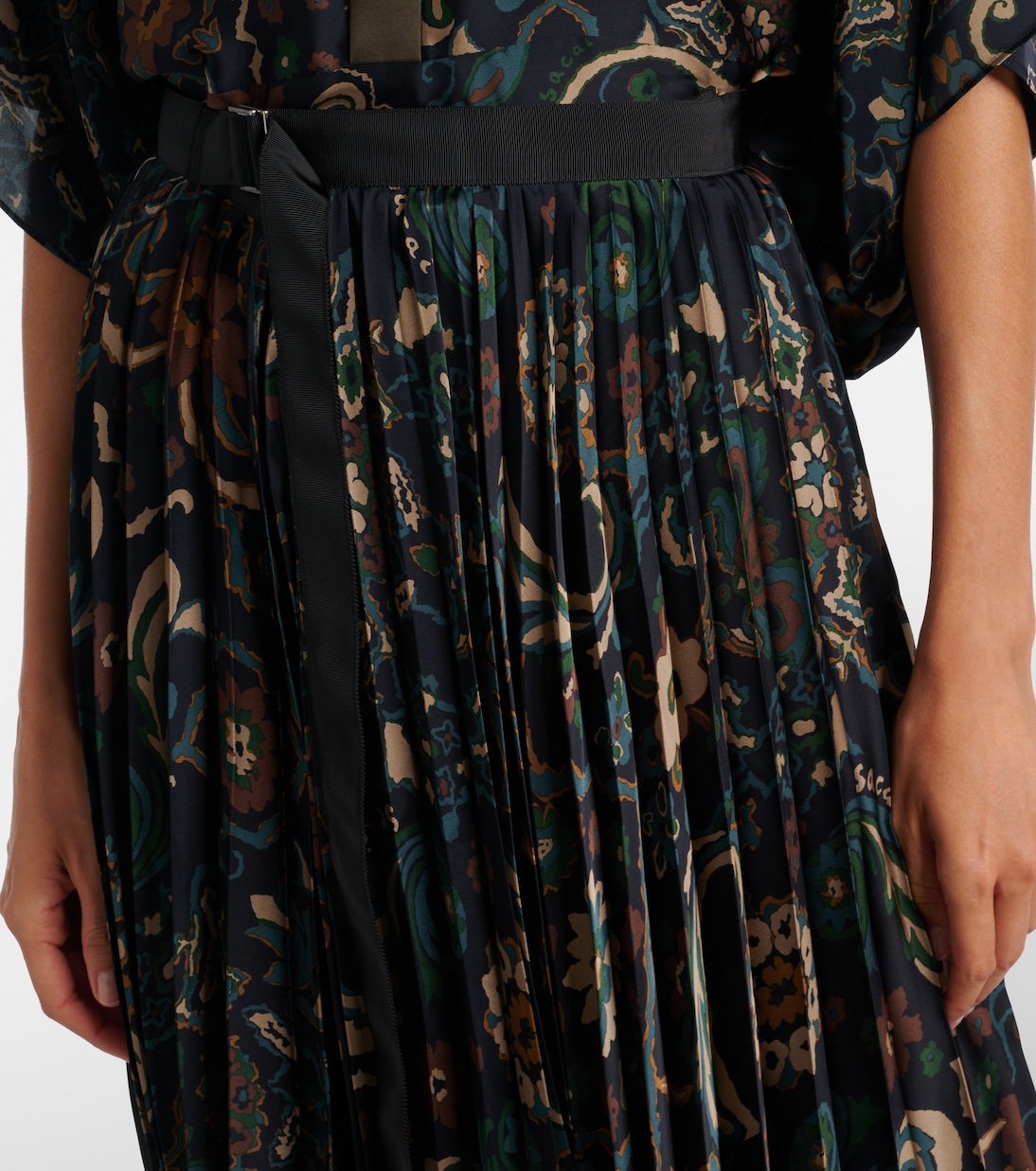 Falda midi plisada floral | Sacai