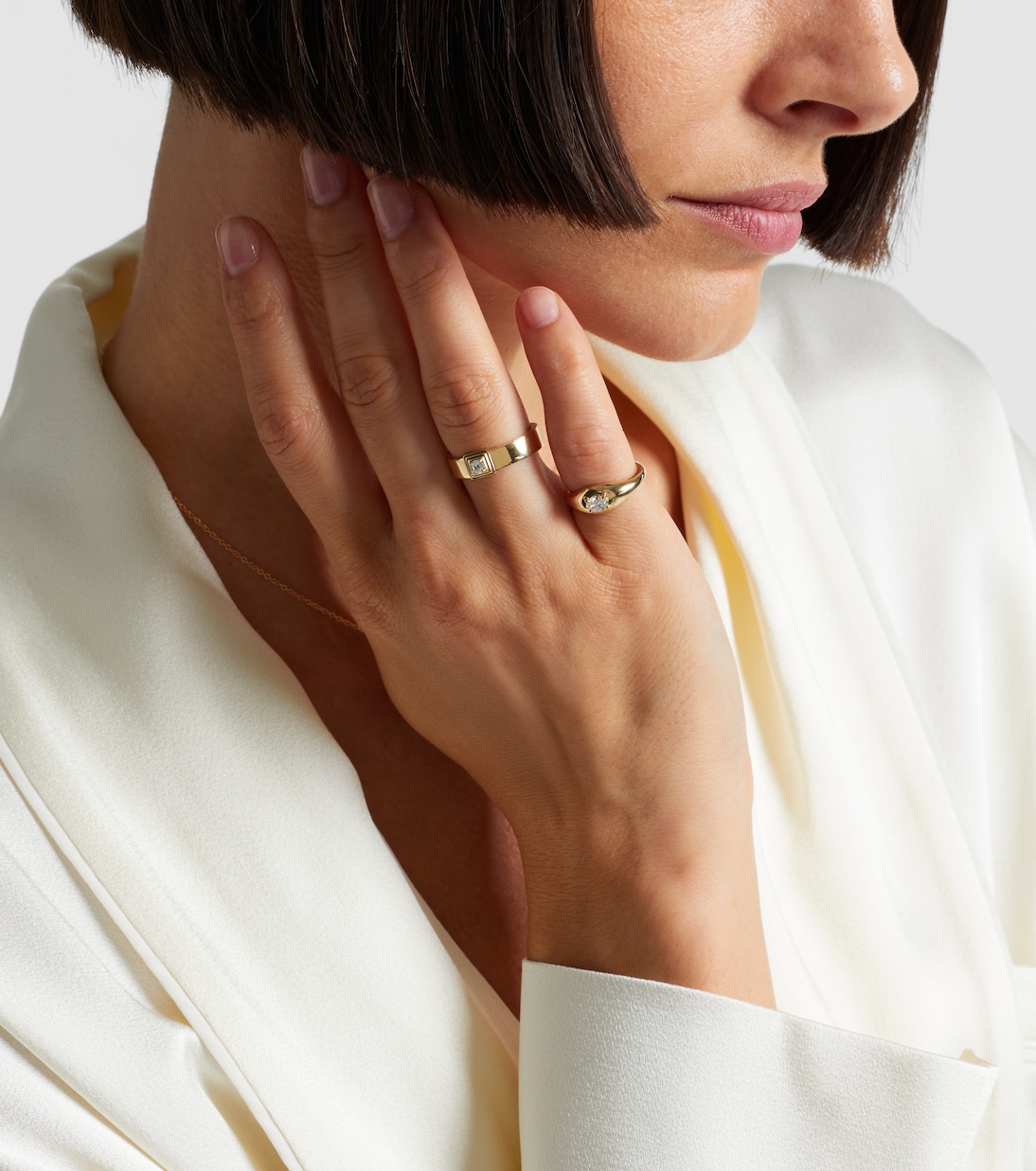 Essential 14kt gold pinky ring with diamonds | Stone and Strand