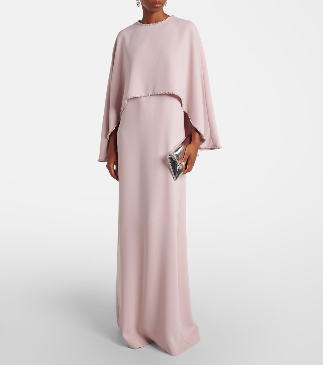 Crystal-embellished caped gown | Costarellos