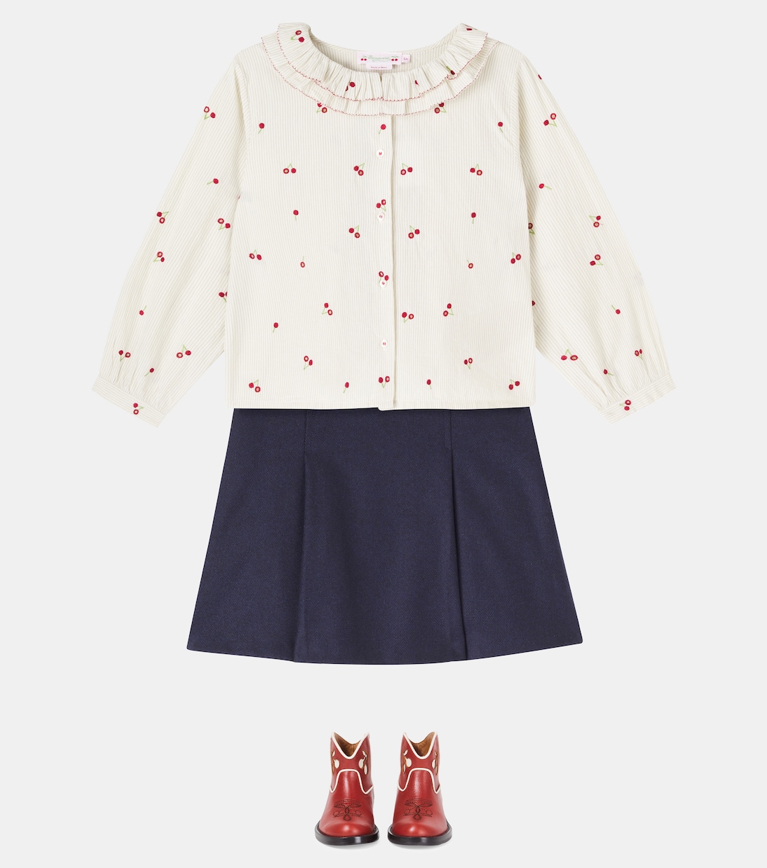 Jaffa embroidered ruffled cotton blouse | Bonpoint