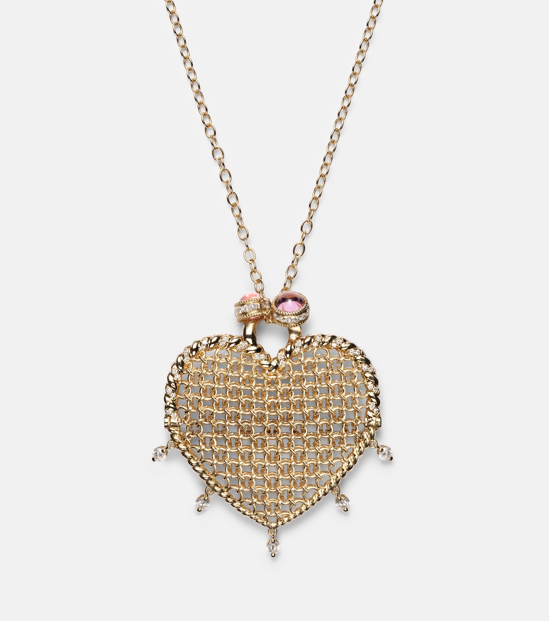 Collana Minaudière Maxi in oro 18kt e 9kt con diamanti e tormaline | Yvonne Léon
