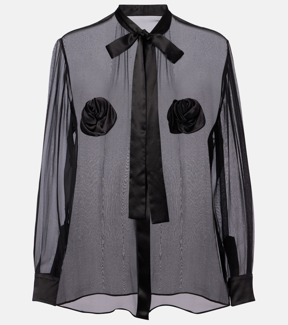 Floral-appliqué sheer silk shirt | Dolce&Gabbana