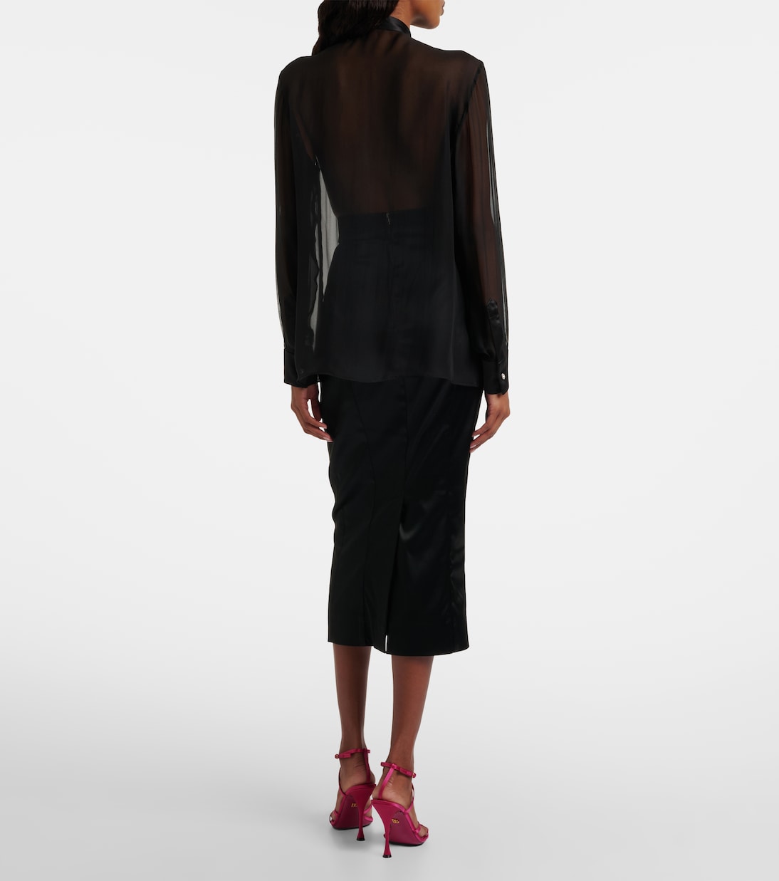 Floral-appliqué sheer silk shirt | Dolce&Gabbana