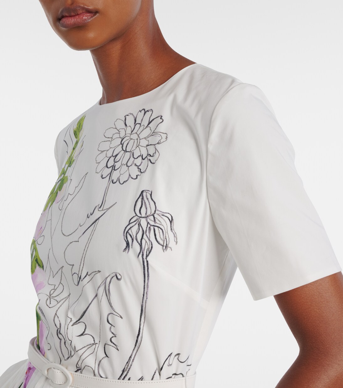 Foxglove cotton-blend poplin midi dress | Oscar de la Renta