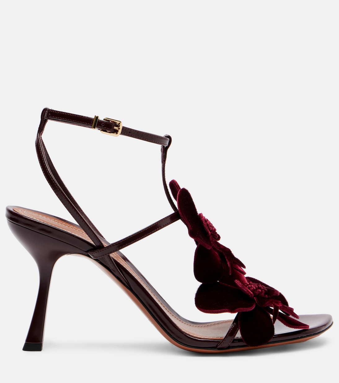 Orchid 85 floral-appliqué velvet sandals | Zimmermann