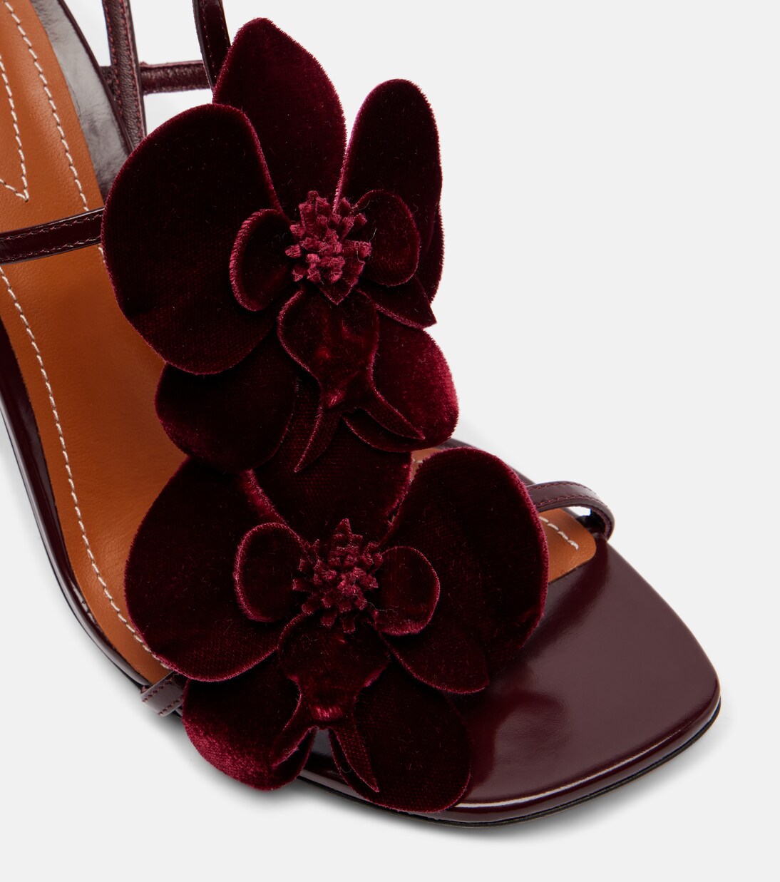 Orchid 85 floral-appliqué velvet sandals | Zimmermann