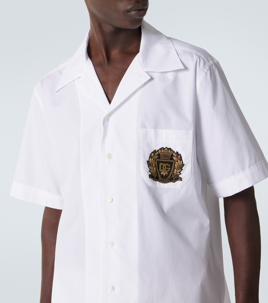 Camisa bowling de popelín de algodón con logo | Dolce&Gabbana
