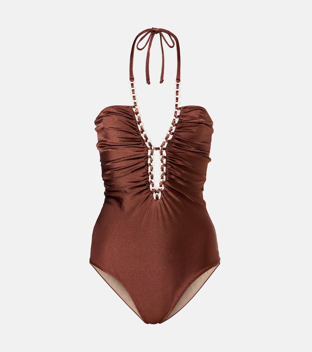 Solid Chain halterneck swimsuit | Adriana Degreas