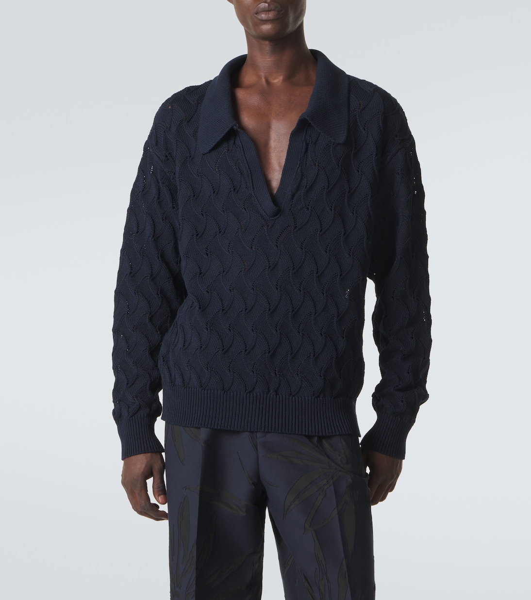 Open-knit cotton polo sweater | Dries Van Noten