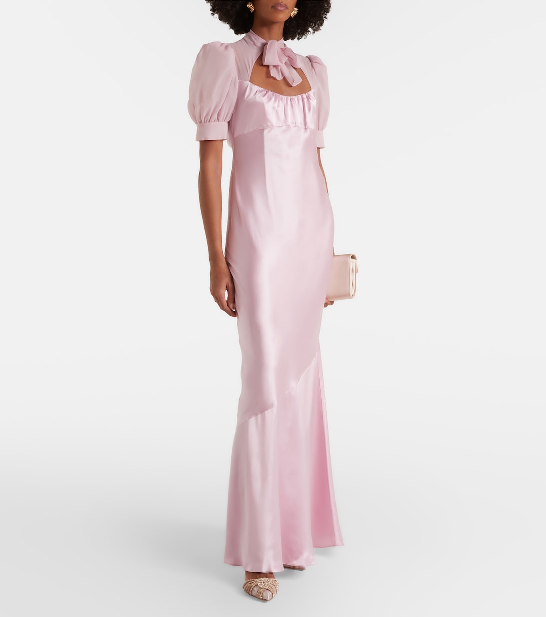 Tie-neck silk satin gown | Alessandra Rich
