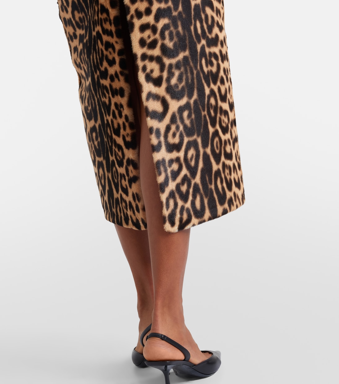 Elyse leopard-print shearling pencil skirt | Nour Hammour