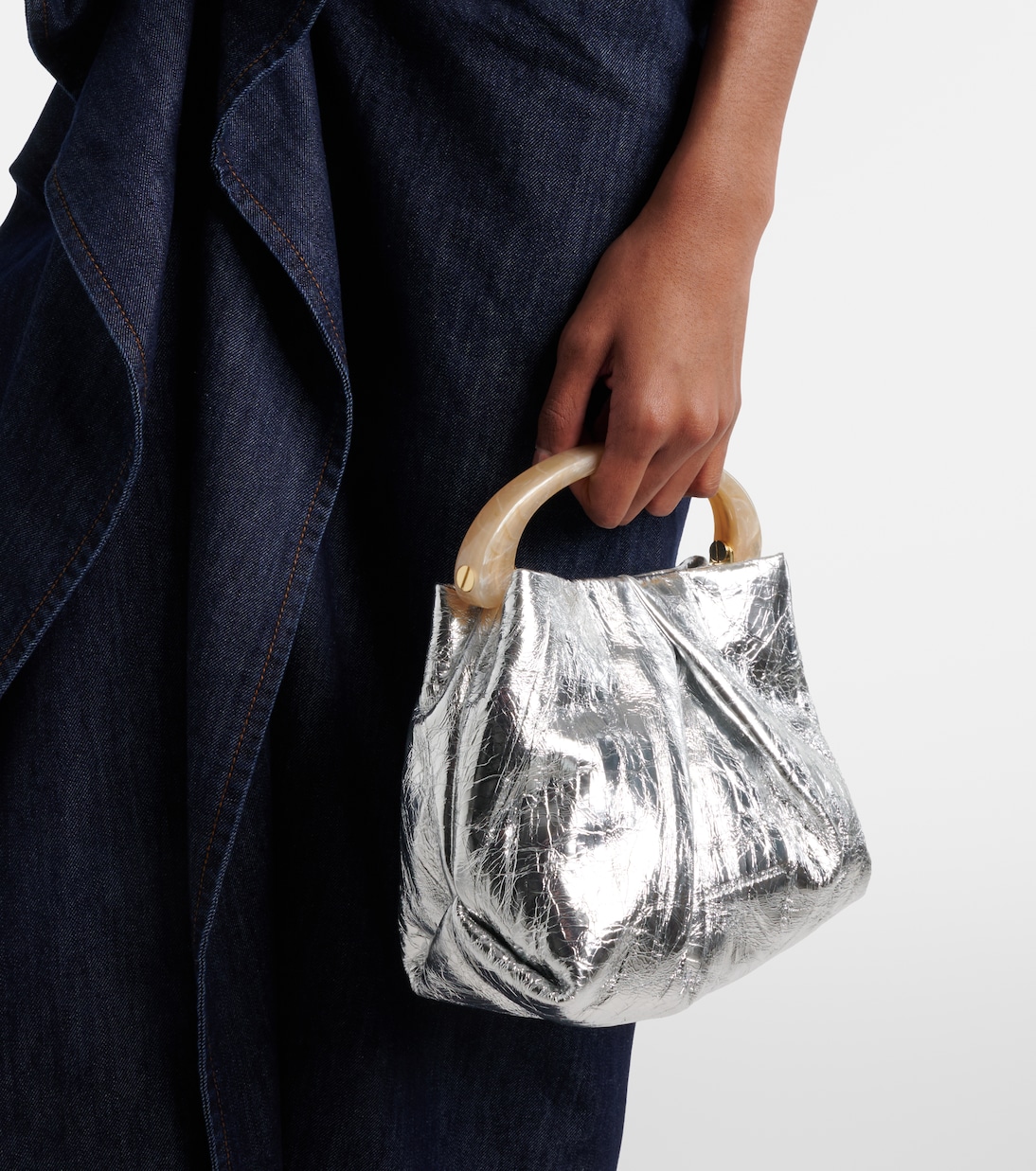 Crisp Mini metallic leather top-handle bag | Dries Van Noten