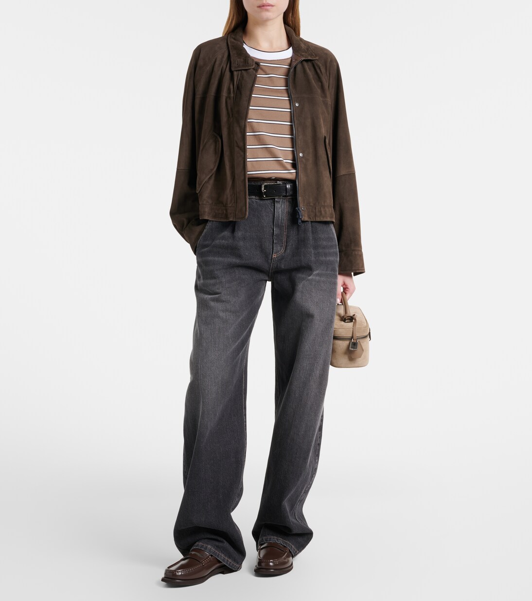 T-shirt in jersey di cotone a righe | Brunello Cucinelli