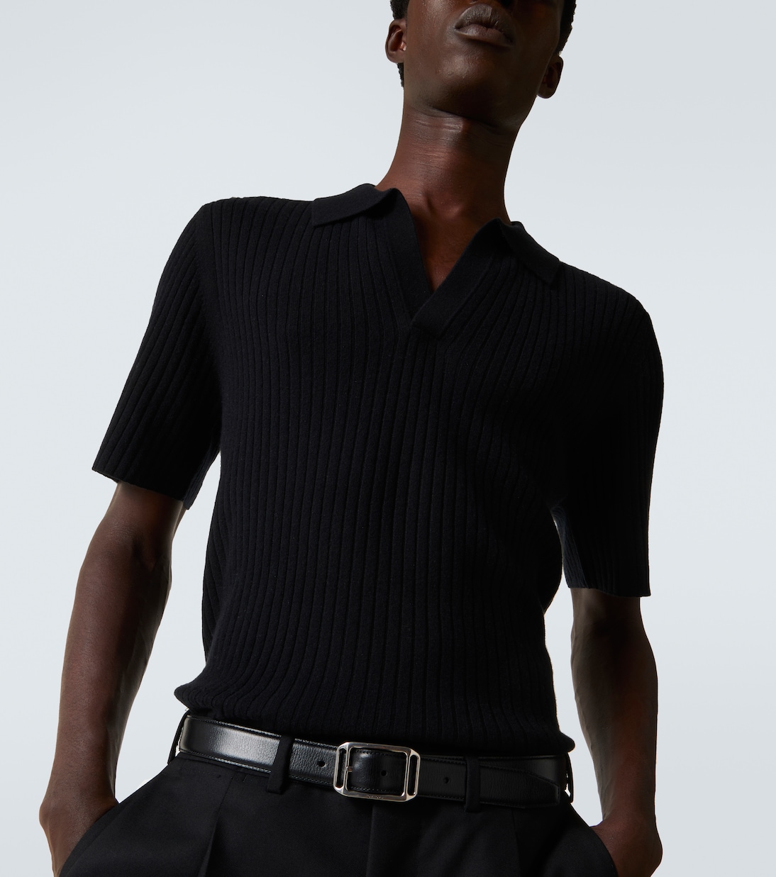 Ribbed-knit cashmere polo shirt | Arch4
