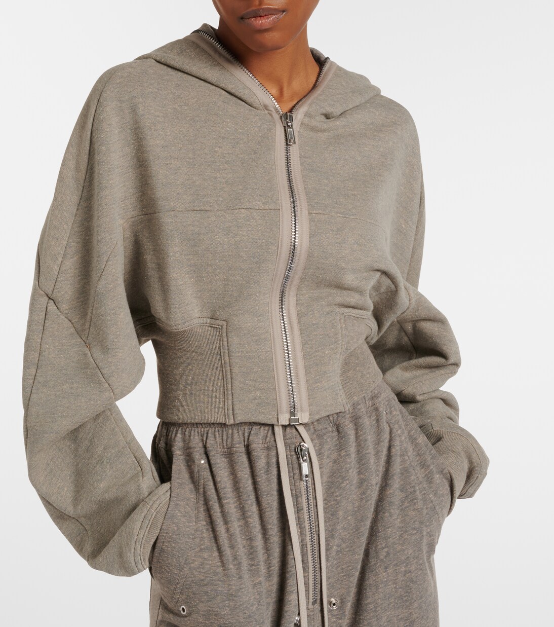 Felpa cropped in jersey di misto cotone | Rick Owens